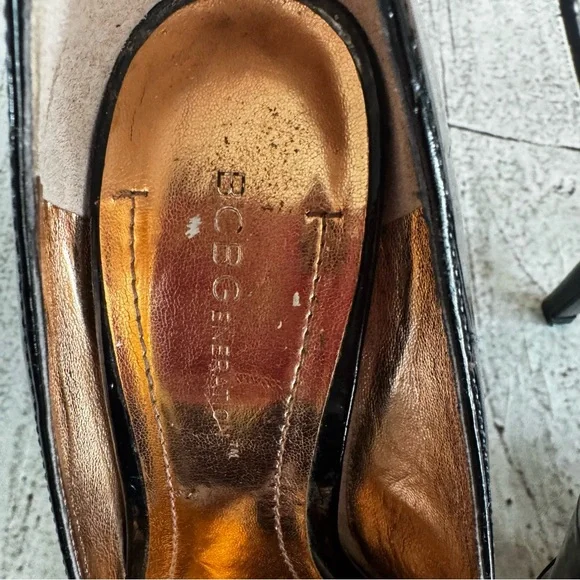 BCBG Generation Black Patent Peep Toe 4” Stiletto Heels Size 7 - Picture 7 of 12